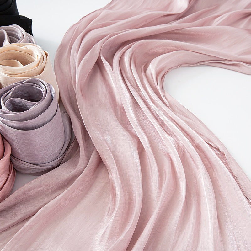 Solid-color breathable chiffon long scarf