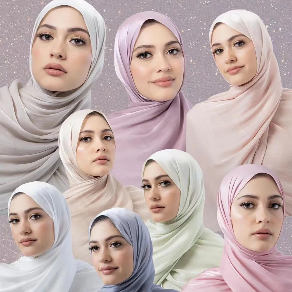 Solid-color breathable chiffon long scarf