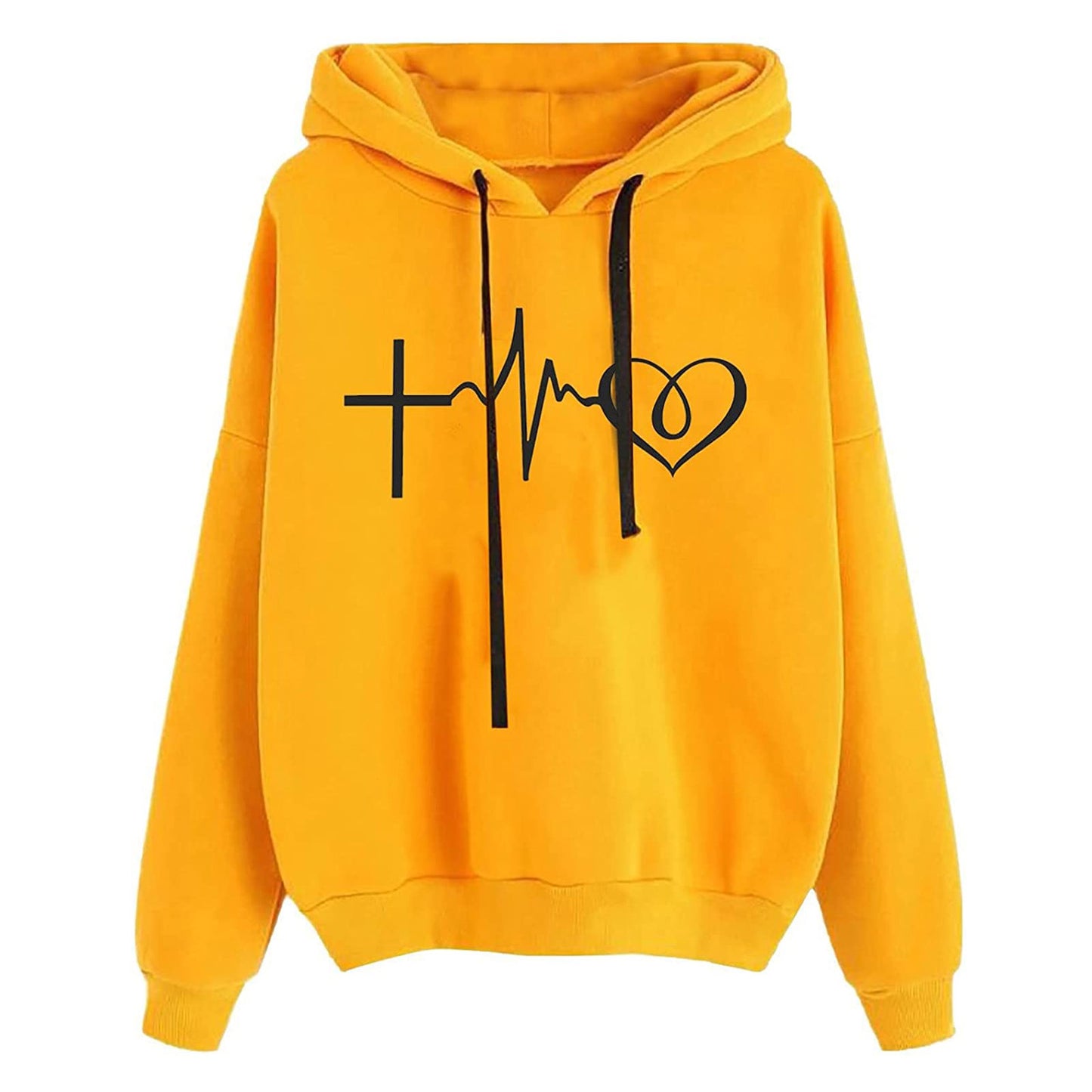 Women's Hooded Sweatshirt Loose Fit Printed Pullover