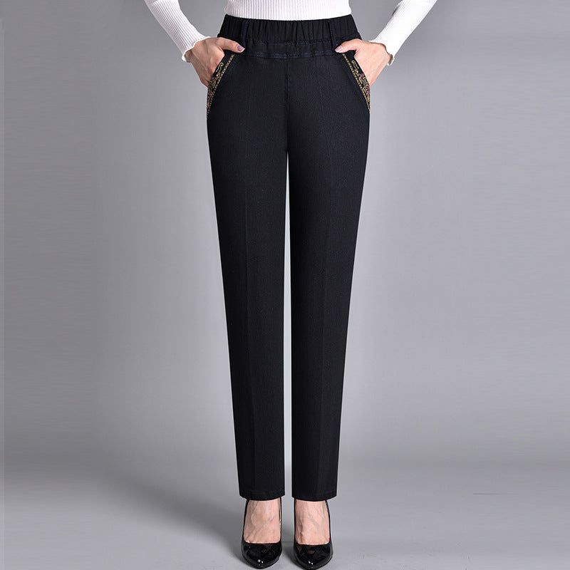 Women's Loose High Waist Elastic Jeans