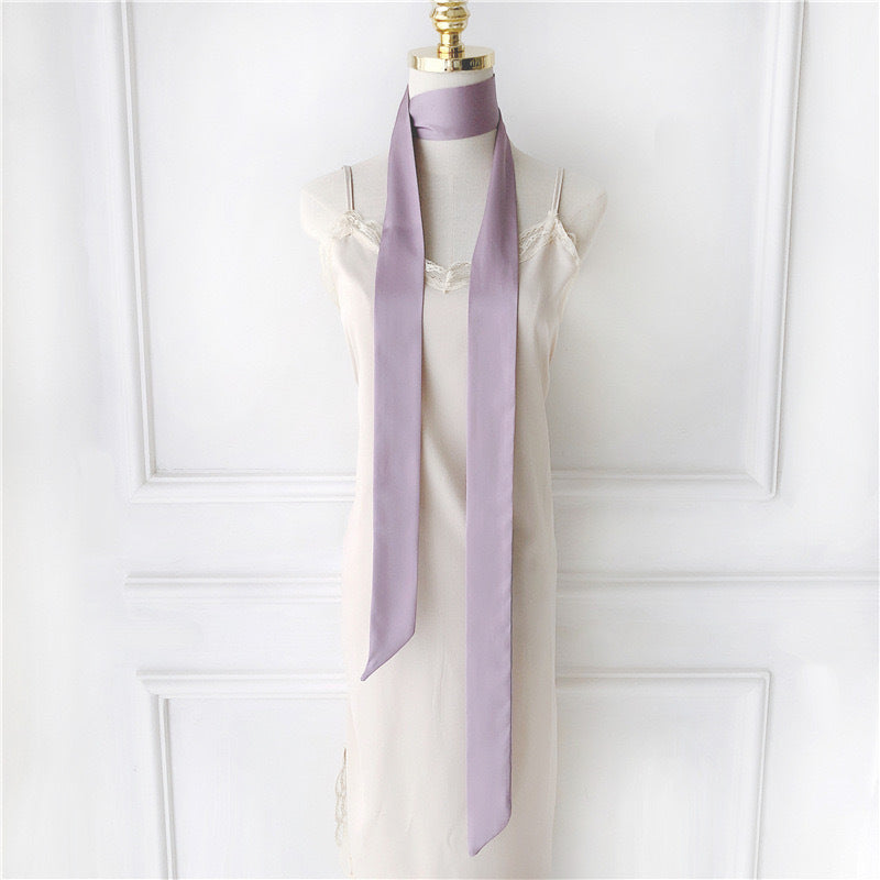 Long Solid Color Narrow Scarf for Women