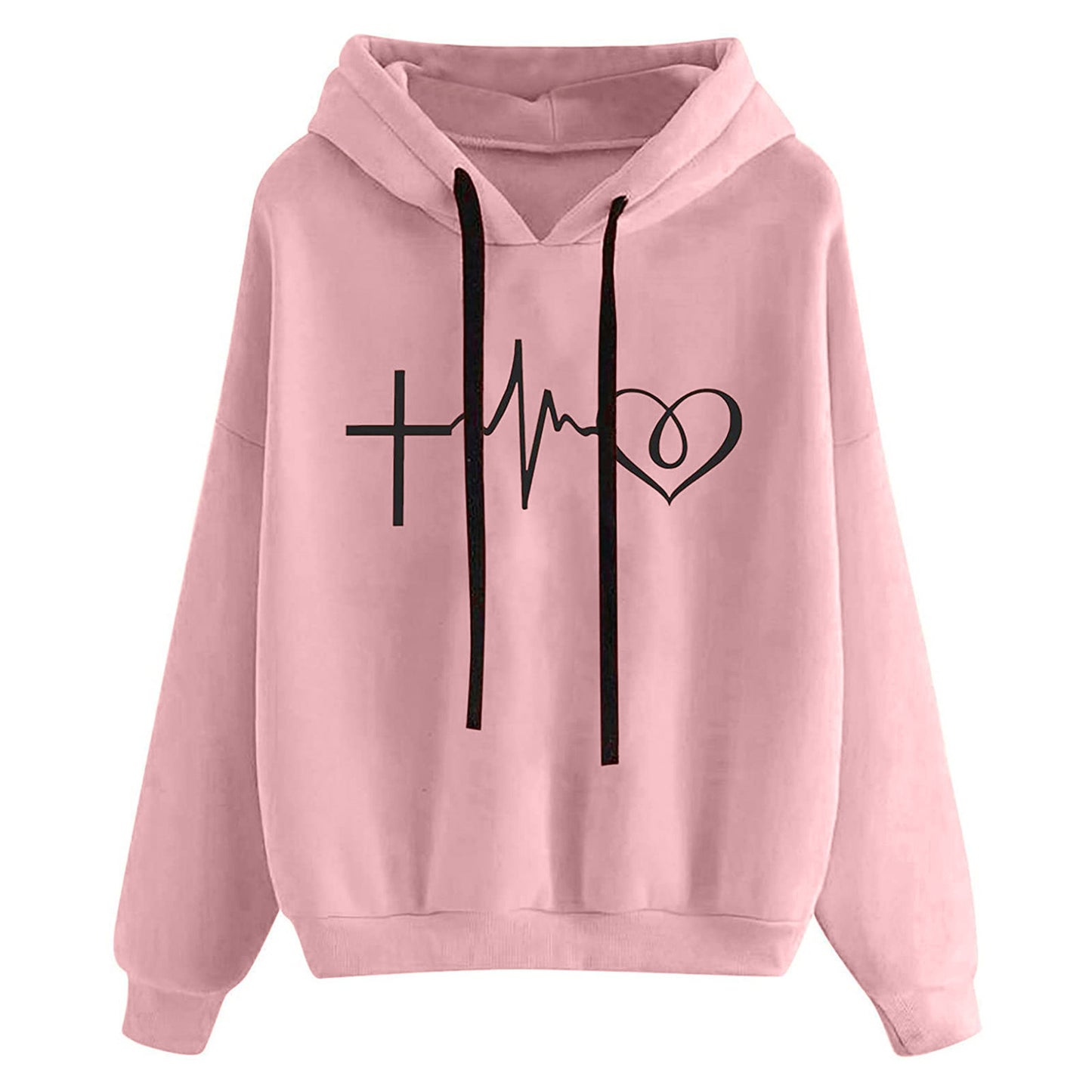 Women's Hooded Sweatshirt Loose Fit Printed Pullover