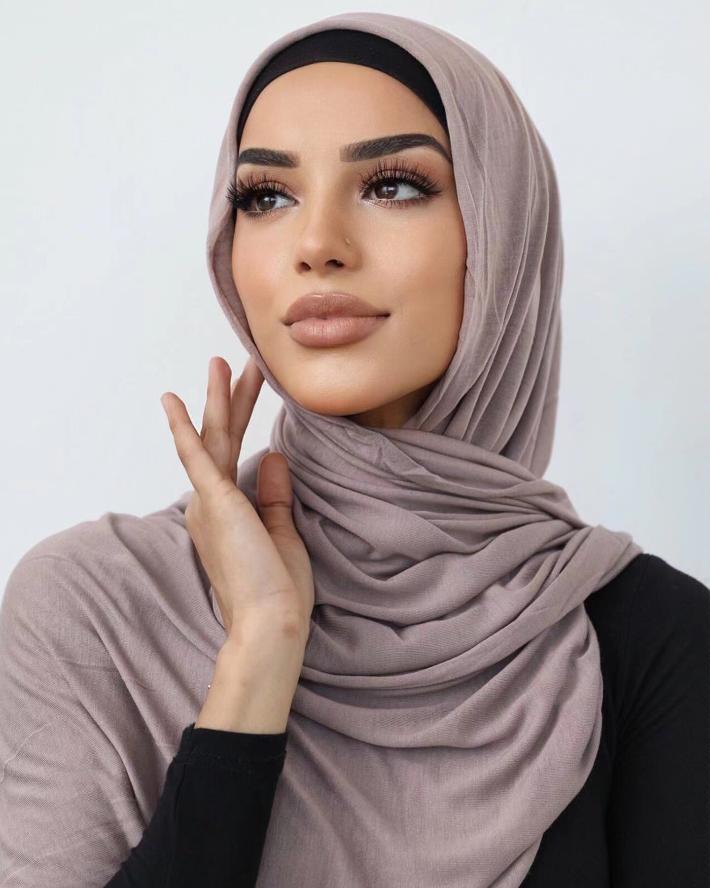 Solid-color lustrous cotton scarf for women