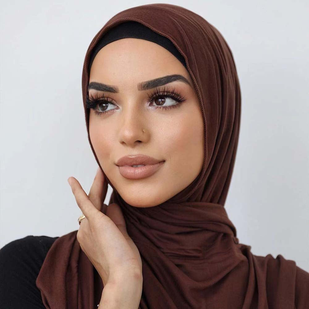 Solid-color lustrous cotton scarf for women