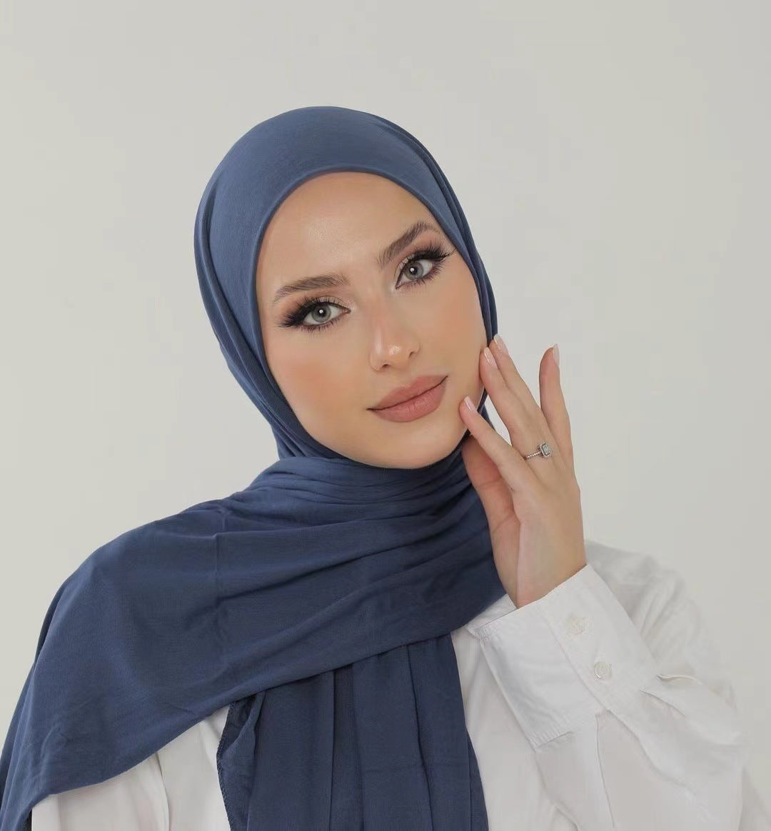 Solid-color lustrous cotton scarf for women