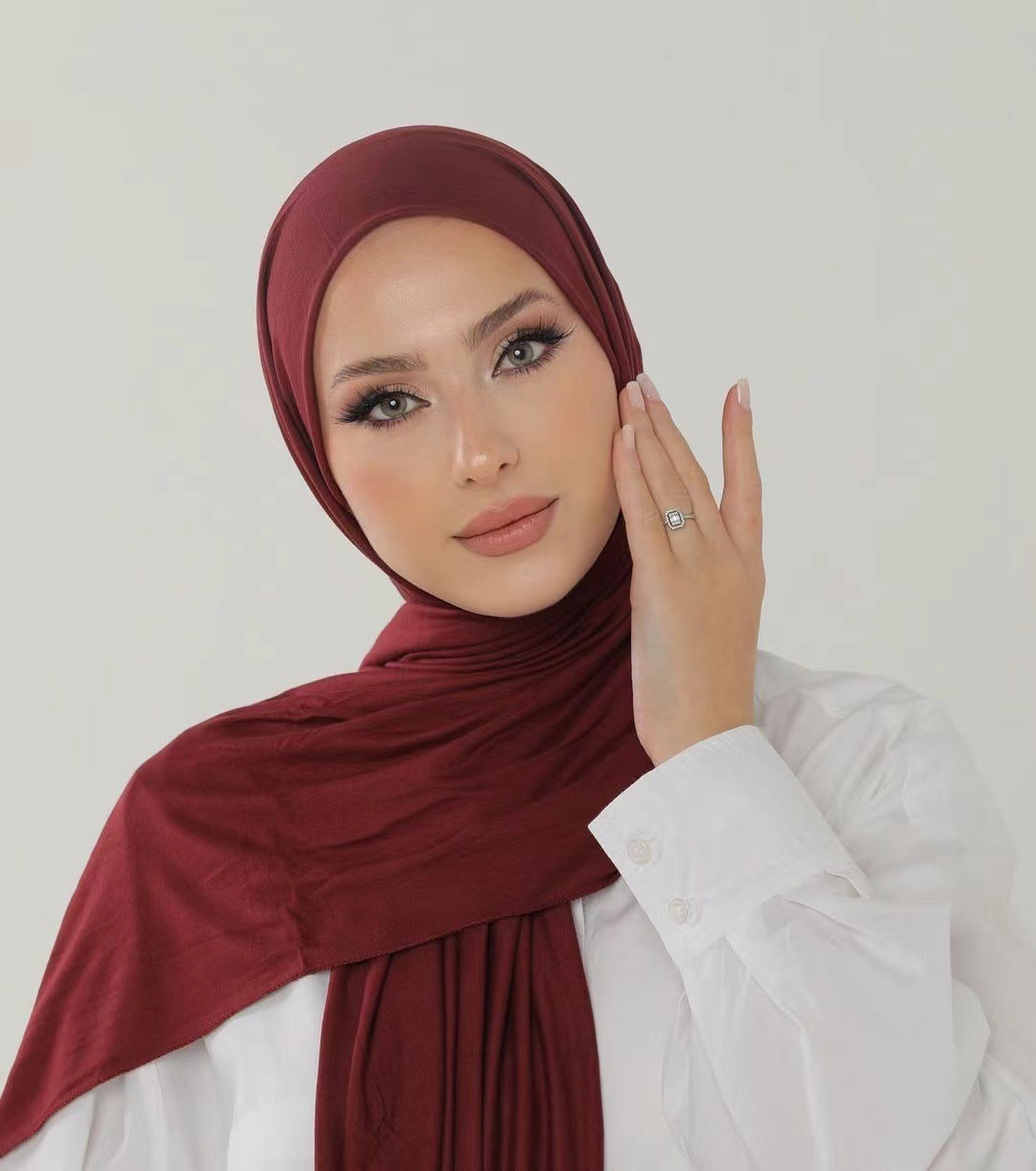 Solid-color lustrous cotton scarf for women