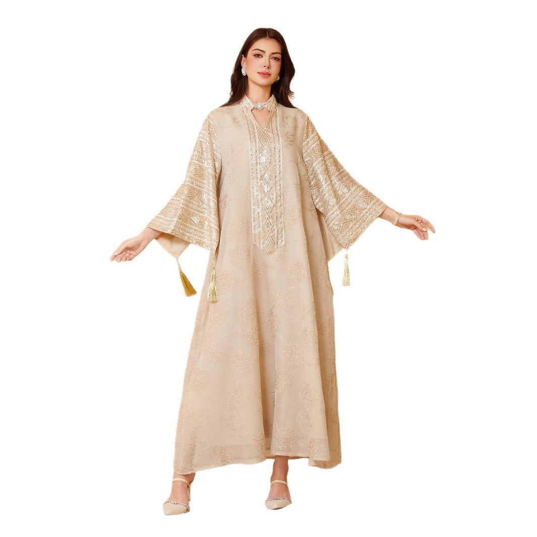 Muslim Mesh Embroidered Evening Dress