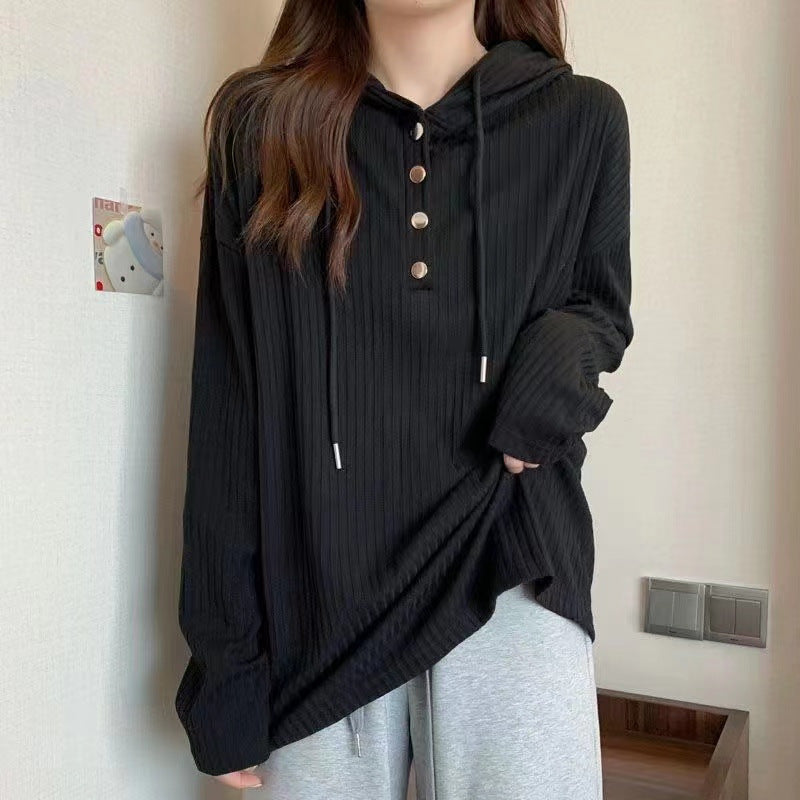 Plus Size Women's Hooded Sweatshirt Long Sleeve T-shirt