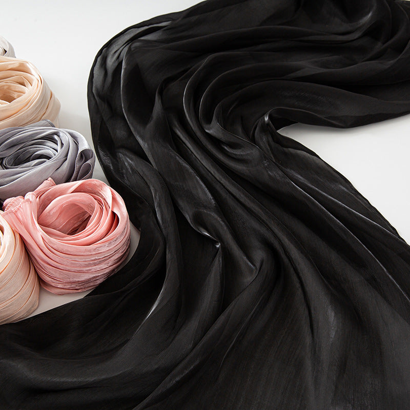 Solid-color breathable chiffon long scarf